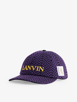 Lanvin Logo-embroidered Chevron-woven Cap In Black/purple  Reign