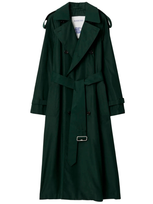 Burberry Long Silk Trench Coat In Green