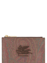 Etro Coated Canvas Card Holder In Burgundy