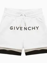 Givenchy Kids' White Cotton Blend Short With Logo In Multicolor