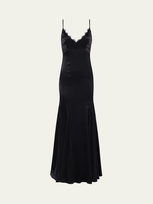 L Agence Zanna Lace-trim Silk Gown In Black