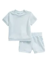 Nordstrom Babies'  Cozy Short Sleeve Top & Shorts Set In Blue Drift