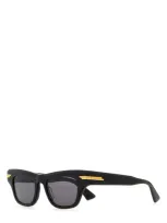 Bottega Veneta Black Squared Acetate Sunglasses In 001 Black