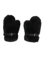 Acne Studios Alion Fur Gloves In Black