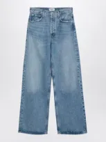 Agolde Light Blue Straight Boyfriend Jeans In Denim