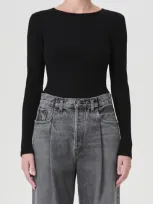 Agolde Nova Long Sleeve Crop Rib T-shirt In Americano