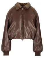 Agolde X Shoreditch Bomberjacke Ski Club Tate Aus Lederimitat In Brown