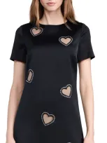 Alice And Olivia Clyde Embellished Cap Sleeve Shift Dress In Black