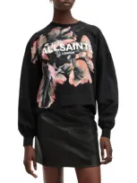 Allsaints Fleurir Lila Oversize Sweatshirt In Black