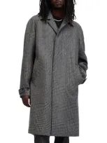 Allsaints Goodman Houndstooth Wool Blend Coat In Brown