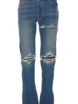 Amiri Blue Skinny Jeans With Rips In Black