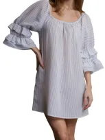 Andine Romande Ravello Pinstripe Cotton Nightgown In White And Black