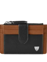 Aspinal Of London Leather Zip-up Card Holder In Black