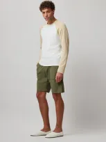 Atm Anthony Thomas Melillo Pique Shorts With Tipping In Army