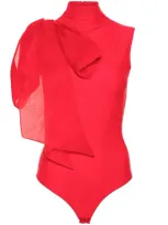 Atu Body Couture Draped-detail Bodysuit In Red