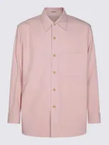 Auralee Pink Wool Shirt In Light Pink