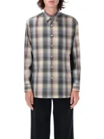 Auralee Checked Wool Shirt In Blue