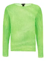 Avant Toi Fluo Green Mesh Sweater In 00685