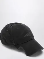 Balenciaga 3b Stencil Black Cotton Baseball Cap