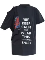 Balenciaga Slogan Printed Paneled Top In Black