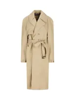 Balenciaga Belted Trench Coat In Beige