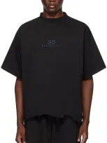 Balenciaga Raw-hem Logo T-shirt In Black