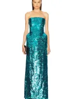 Balenciaga Hourglass Sequined Gown In Blue