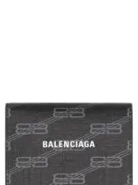 Balenciaga Coated Canvas Card Holder In Black