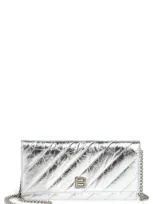 Balenciaga Crush Crossbody Wallet On A Chain In Silver