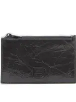 Balenciaga Crush Zipped Cardholder In Black