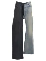 Balenciaga Fifty-fifty Low-rise Wide-leg Jeans In Multi