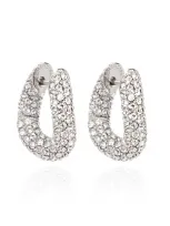 Balenciaga Loop Dot Hoop Earrings In Silver