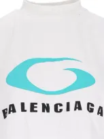 Balenciaga Loop Sport Crop T-shirt In Dirty White/blue