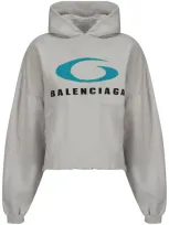 Balenciaga Loop Sports Icon Cropped Hoodie In White