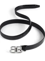 Balenciaga Patent Leather Logo Belt In Black