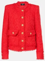 Balmain Buttoned Tweed Jacket In Red