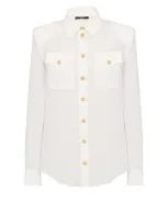 Balmain Cf1hs050sd42 Woman Shirt Off White Size 8 Silk