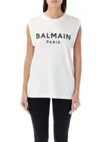 Balmain Women's 3-button Tank Top In Bianco Nero