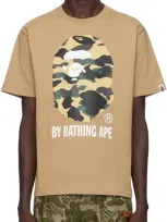 Bape Beige 1st Camo 'by Bathing Ape' T-shirt In Beige X Yellow