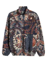 Bdg Urban Outfitters Paisley Fleece Half Zip Pullover In Navy