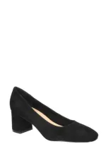 Bella Vita Jillian Square Toe Pump In Black Kidsuede Leather