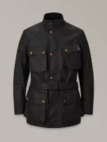 Belstaff Trialmaster Waxed Belted Jacket In Black