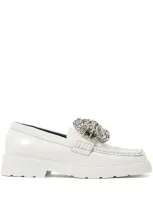 Bimba Y Lola Polished Leather Loafers In White