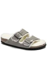 Birkenstock Arizona Sheepskin Sandals In Grey