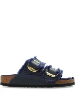 Birkenstock Arizona Slippers With Fur In Blue