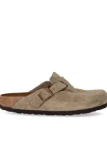 Birkenstock Boston Suede Taupe Women's Clog In Beige