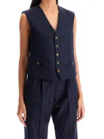 Blazé Milano Feral Pinstriped Waistcoat In Navy