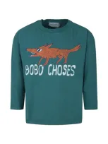 Bobo Choses Green T-shirt For Kids With Flox