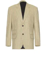 Bottega Veneta Men's Distorted Prince Of Wales Sport Coat In Beige  Yellow  & Blue