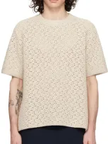 Bottega Veneta Cotton Crochet T-shirt In Bone Cloud